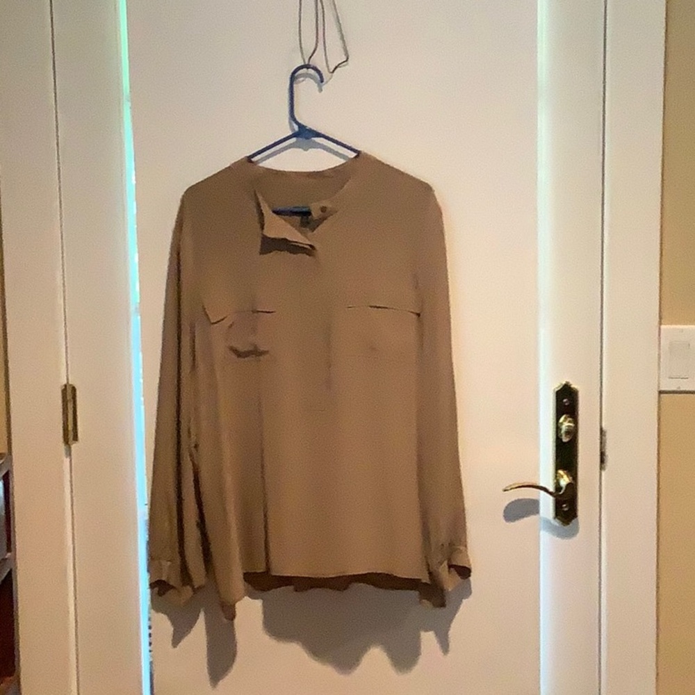 Lovely taupe colored 100% silk blouse